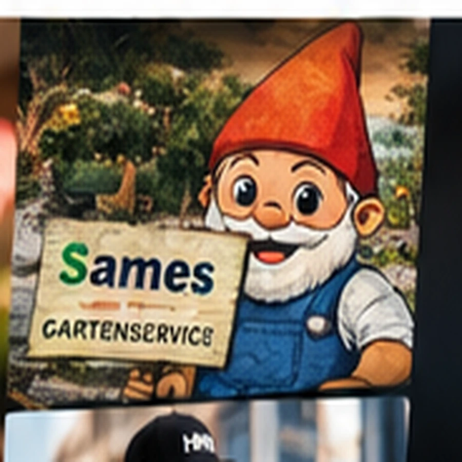 SAMES Gartenservice mit Gnom-Maskottchen