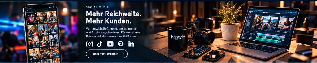 Social Media Content-Produktion mit Smartphone, Kamera und Laptop